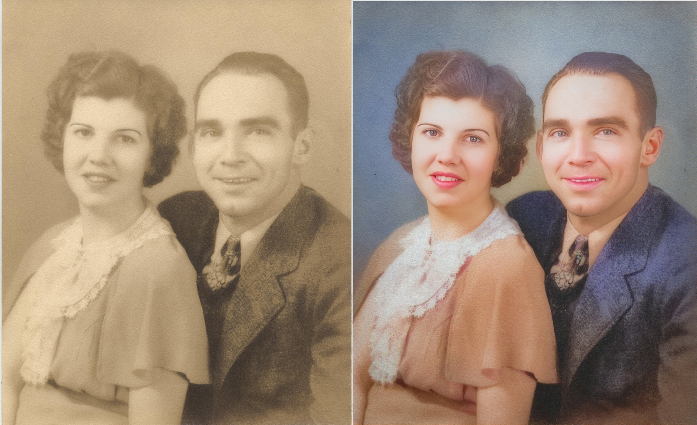 Photo Restoration Example - Britt and Dot
